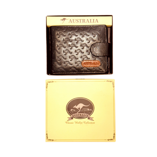 Men's Leather Wallet – Embossed Kangaroo Monogram
