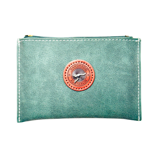 Faux Leather Wallet with Card Holder – Kangaroo Patch Design (Green)