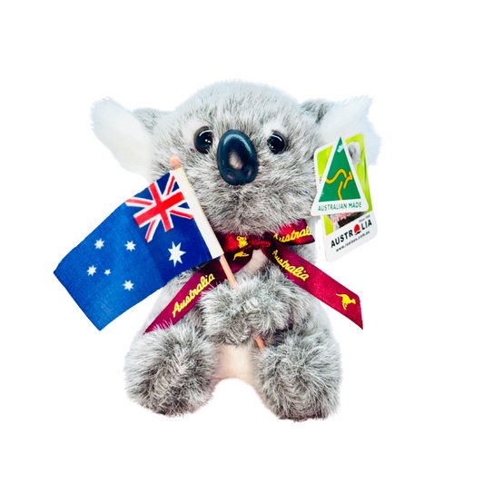 Australian Made Plush Koala – 16cm with Ribbon & Australian Flag