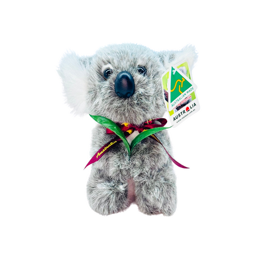 Australian Made Plush Koala – 16cm with Ribbon & Gumleaf