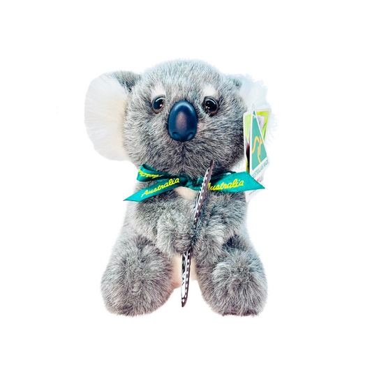 Australian Made Plush Koala – 16cm with Ribbon & Boomerang