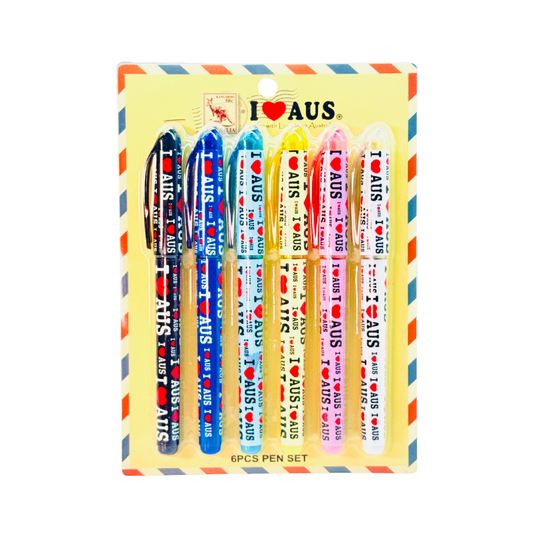 Pen Set – I Love AUS Design (6 Pack)