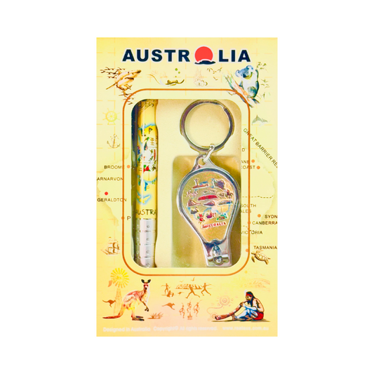 Australia Map Boxed Gift Set – Pen & Keyring with Nail Clipper