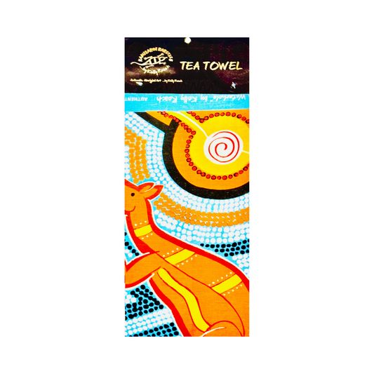 Cotton Tea Towel – Aboriginal Art Kangaroo Design