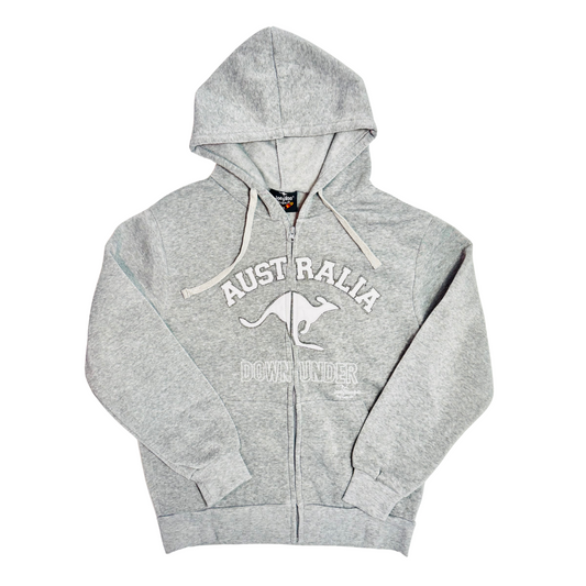 Australia Kangaroo Hoodie – Grey Zip Up Sweatshirt with Hood