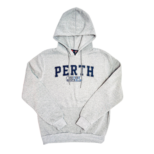 Perth Western Australia Hoodie – Grey Unisex Sweatshirt with Embroidered Logo