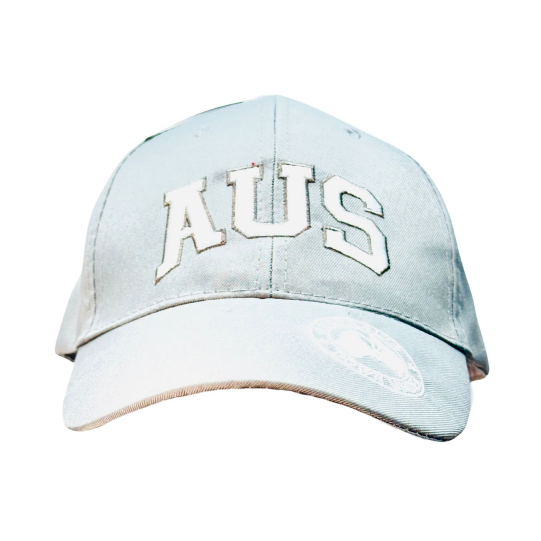 AUS Australia Cap – Light Grey Adjustable Polyester Hat with Embroidered Logo