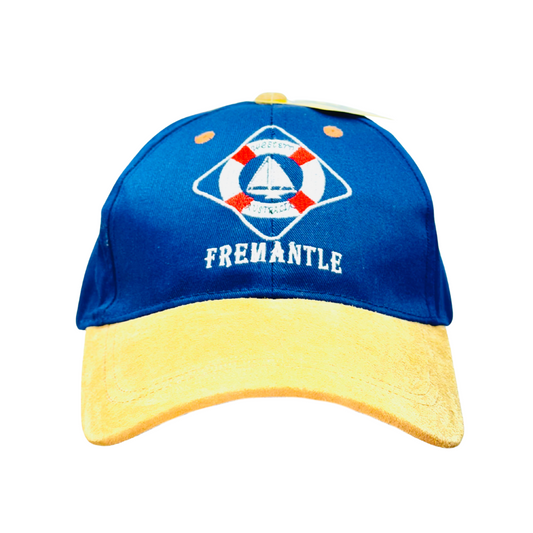 Fremantle Western Australia Cap – Navy Cotton Hat with Suede Peak and Embroidered Sailing Design