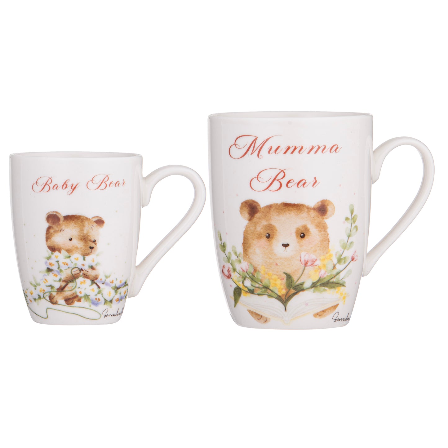 Ashdene Mini Mi Mumma Bear & Baby Bear Mug Gift Set – New Bone China (400ml & 200ml)