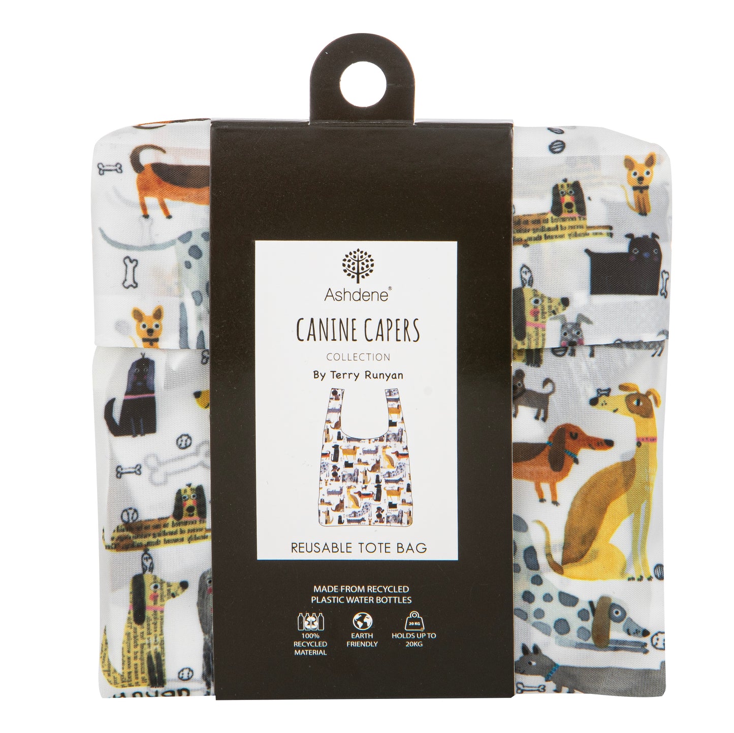Ashdene Canine Capers Reusable Tote Bag by Terry Runyan