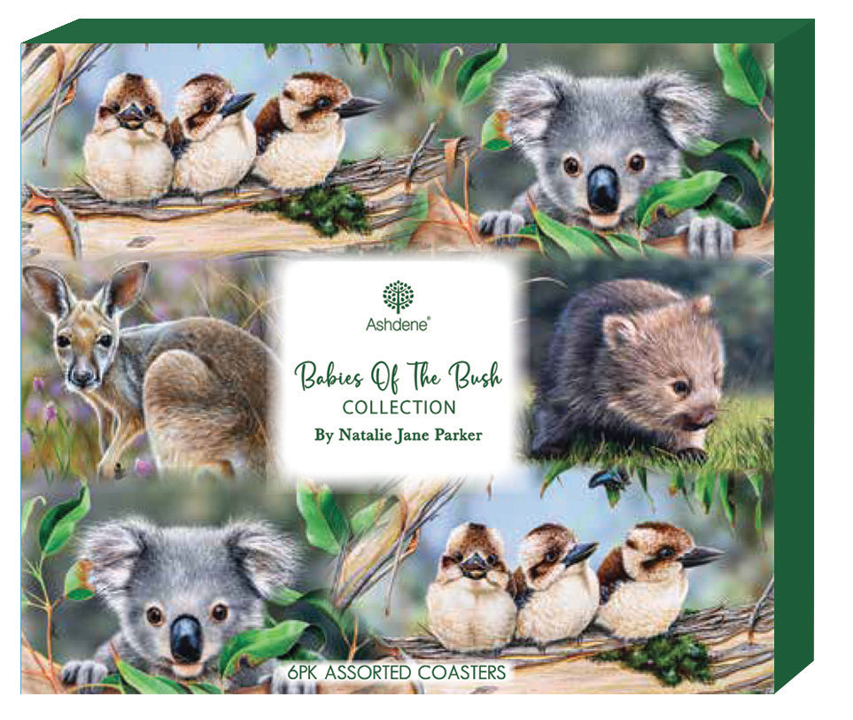 Babies of the Bush Coaster Set – Set of 6 Australian Wildlife by Natalie Jane Parker (Ashdene)