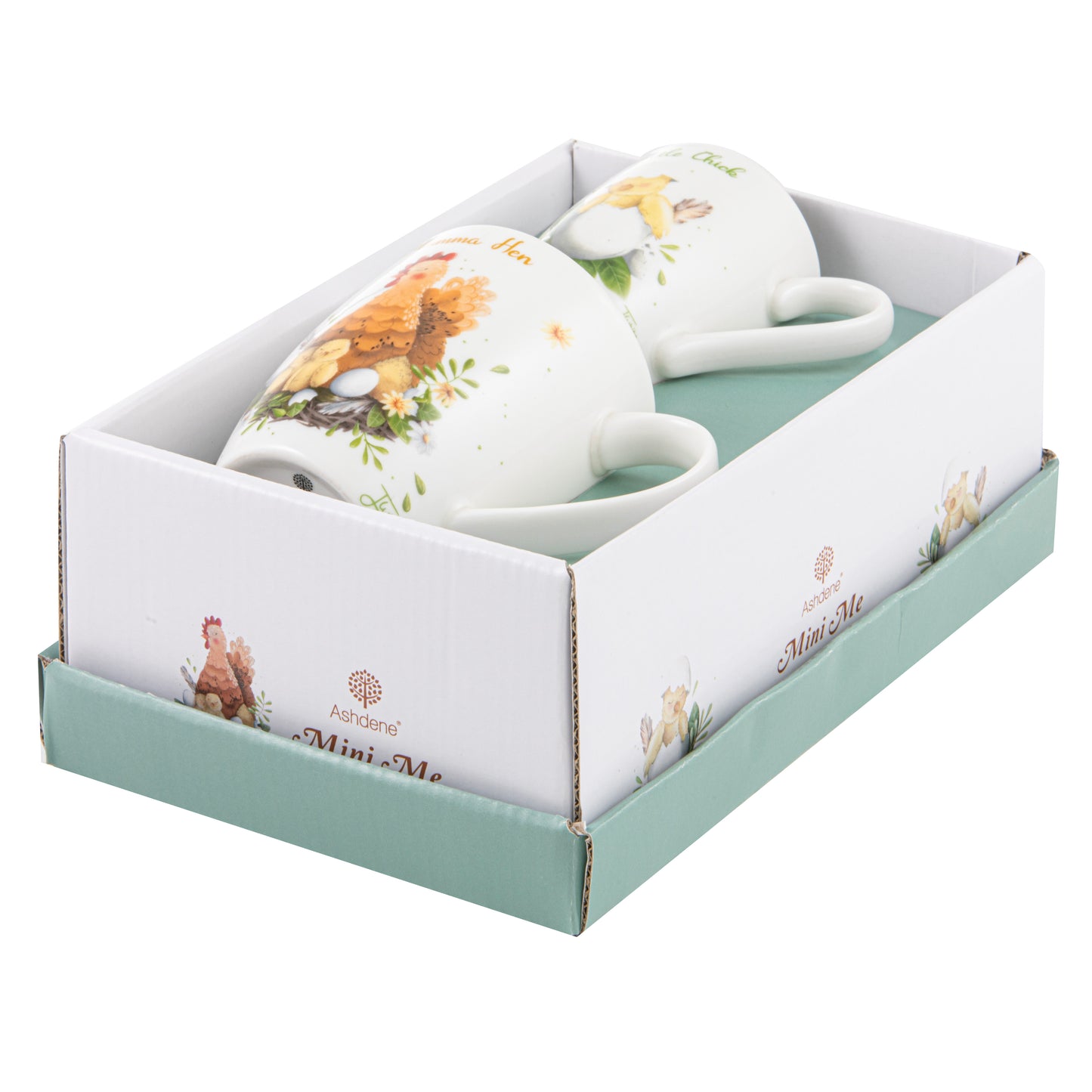 Ashdene Mini Mi Mumma Hen & Baby Chick Mug Gift Set – New Bone China (350ml & 180ml)