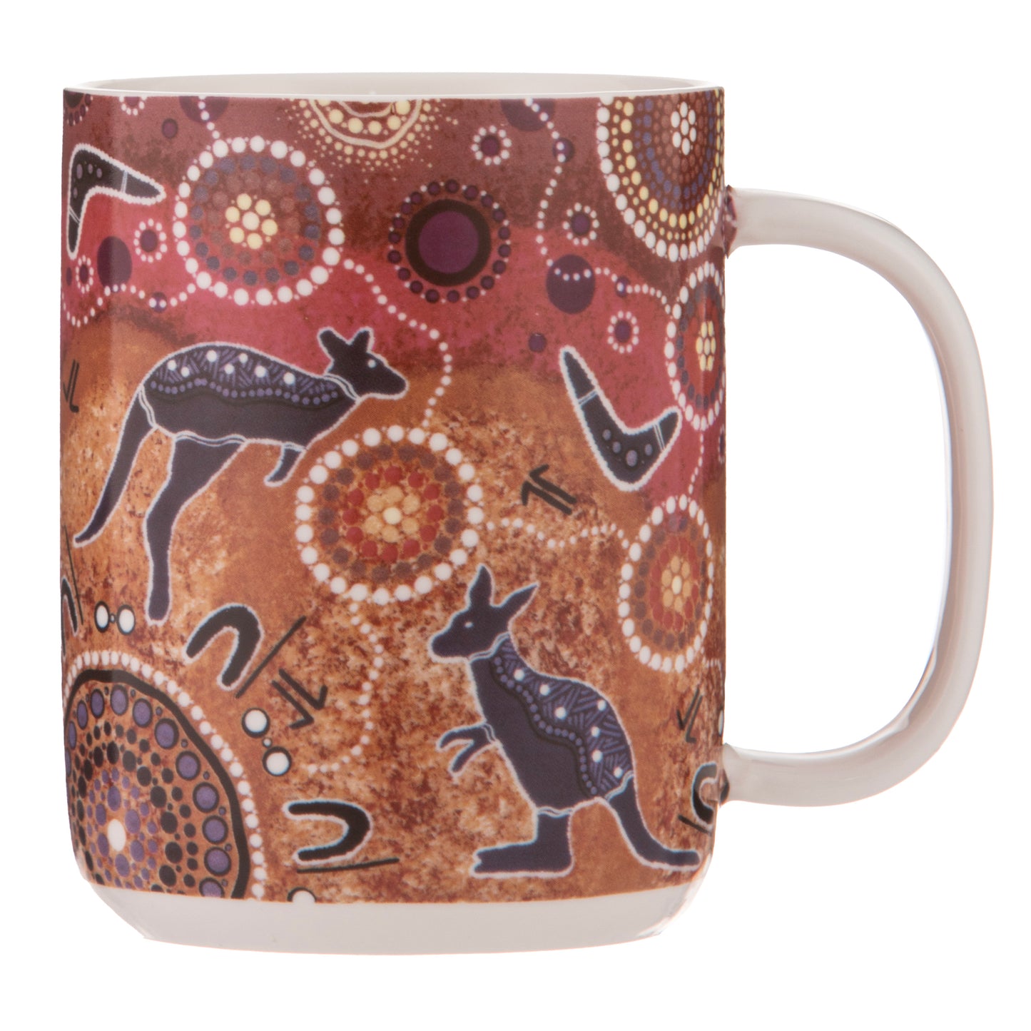 Aboriginal Art Mug 400ml – Hunting at Sunset by Mel Spillman (Maarakool Art)