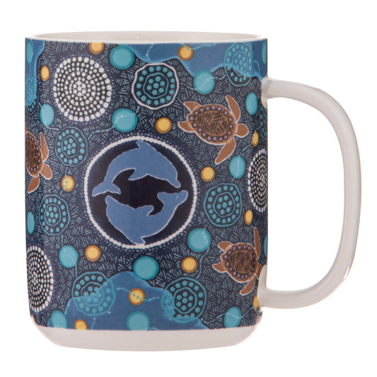 Aboriginal Art Mug 400ml – Harmony in the Waters by Mel Spillman (Maarakool Art)