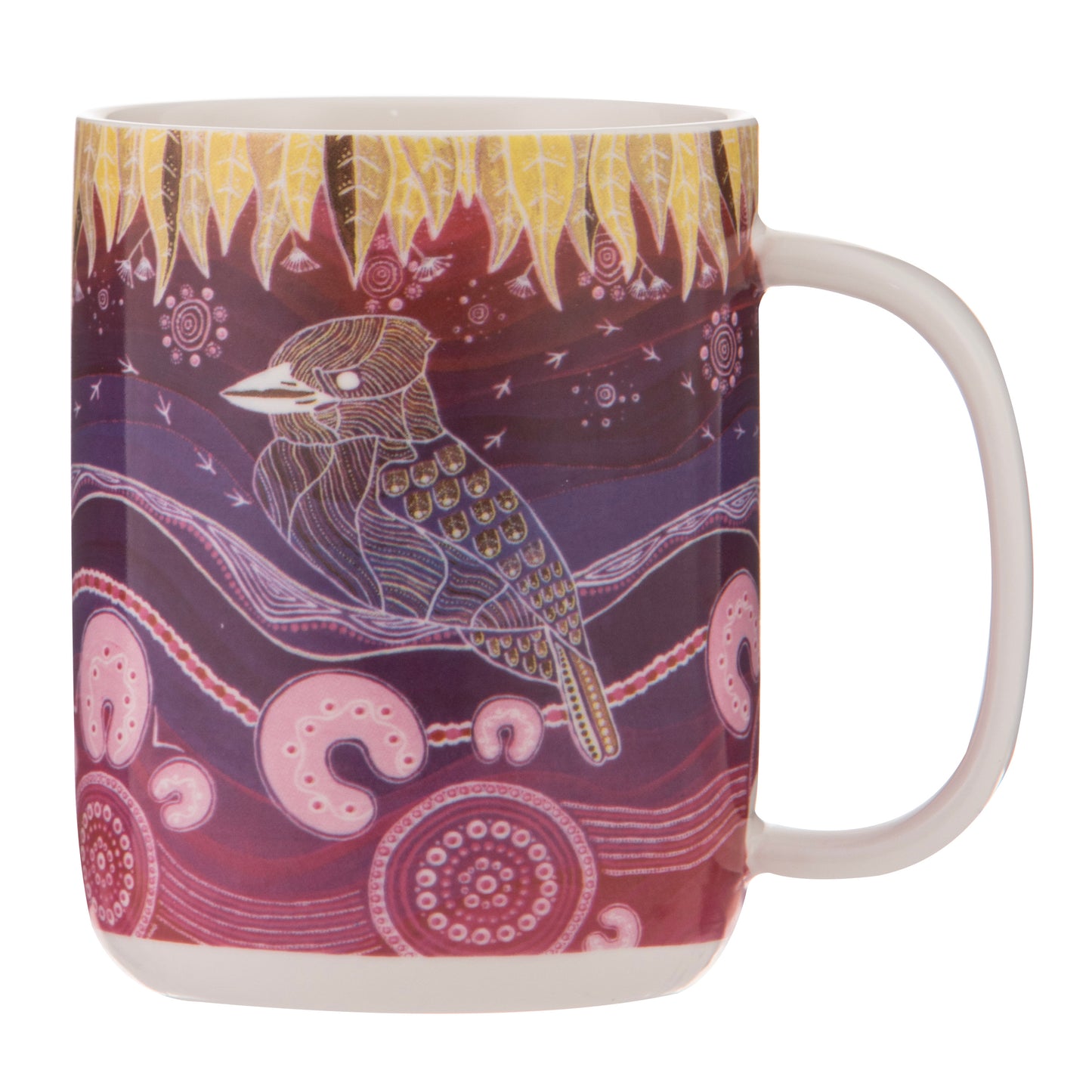 Aboriginal Art Mug 400ml – Kookaburra Spirit by Ben Goebel (Maarakool Art)