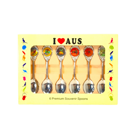 6-Piece Premium Souvenir Spoon Set – Gift Box with Mixed Australian Designs