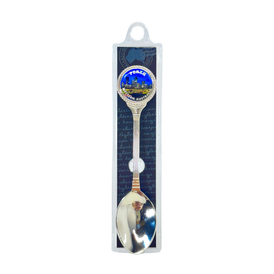 Silver Souvenir Spoon – Gift Boxed Perth Night City Skyline Design