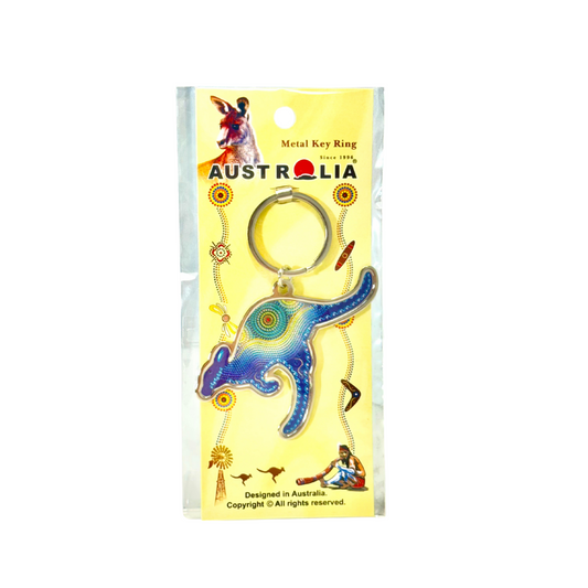 Metal Kangaroo Keyring – Aboriginal Motif Design