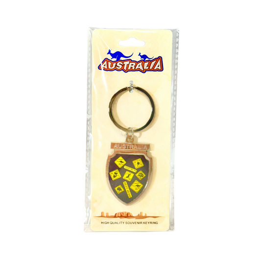 Metal Keyring – Shield Shape with Roadsign Design