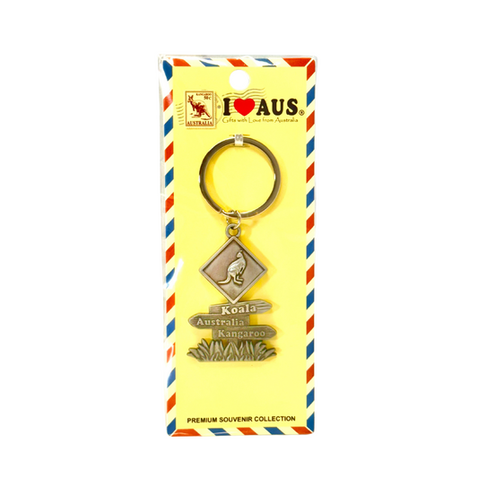 Metal Keyring – Signpost with Kangaroo Roadsign
