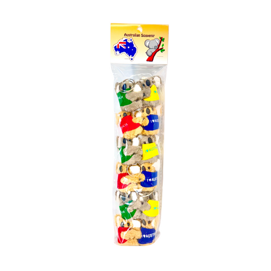 Clip-On Koala with Jacket and Keyring – 12 Pack
