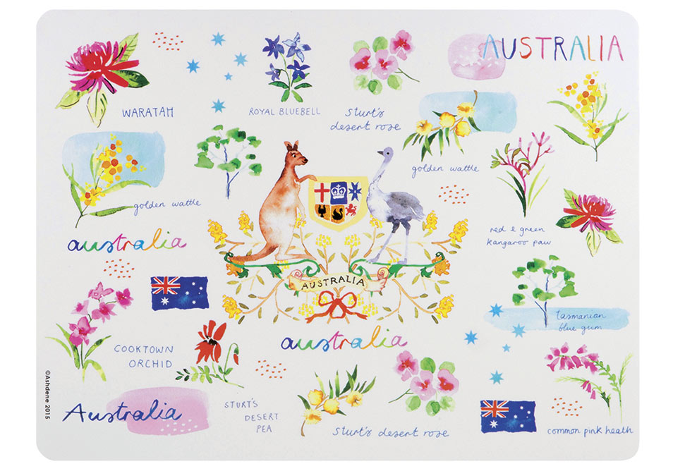 Ashdene Australia Down Under Cork-Backed Placemats | Set of 4 | Australian Floral & Wildlife Design