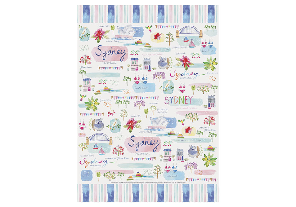 Ashdene Sydney Tea Towel – Illustrated Australia Souvenir