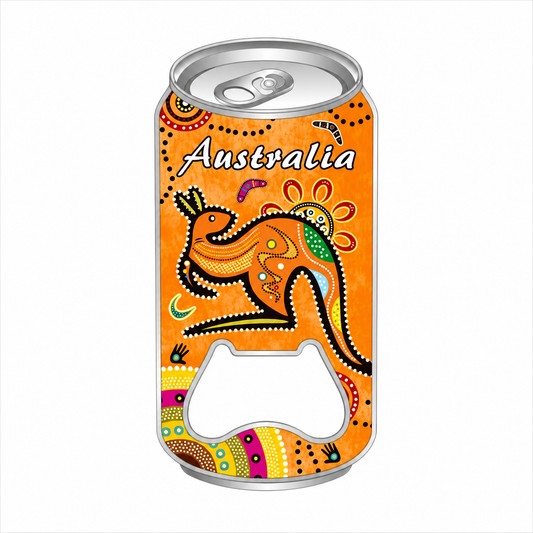 Australia Magnetic Bottle Opener – Dot-Art Kangaroo Drink Can Design Souvenir