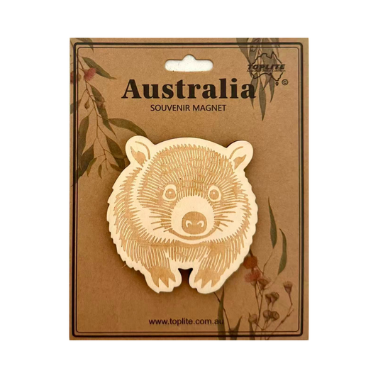 Wombat Wooden Fridge Magnet – Australian Souvenir Gift | Engraved Timber Animal Magnet