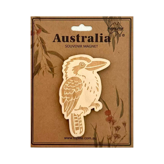 Kookaburra Wooden Fridge Magnet – Australian Souvenir Gift | Engraved Timber Bird Magnet