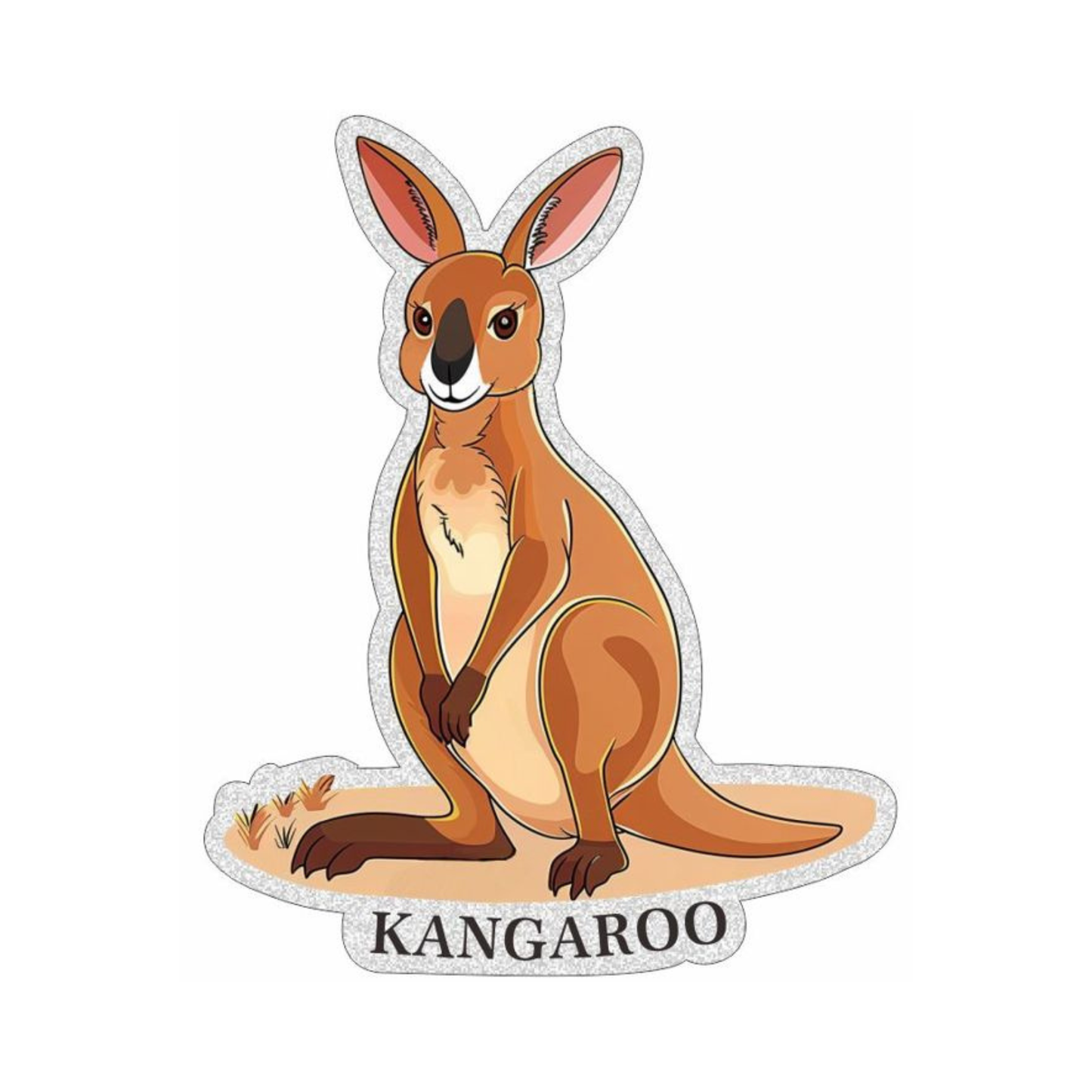 Kangaroo Glitter Fridge Magnet – Shiny Metallic Australian Souvenir | Die-Cut Animal Magnet