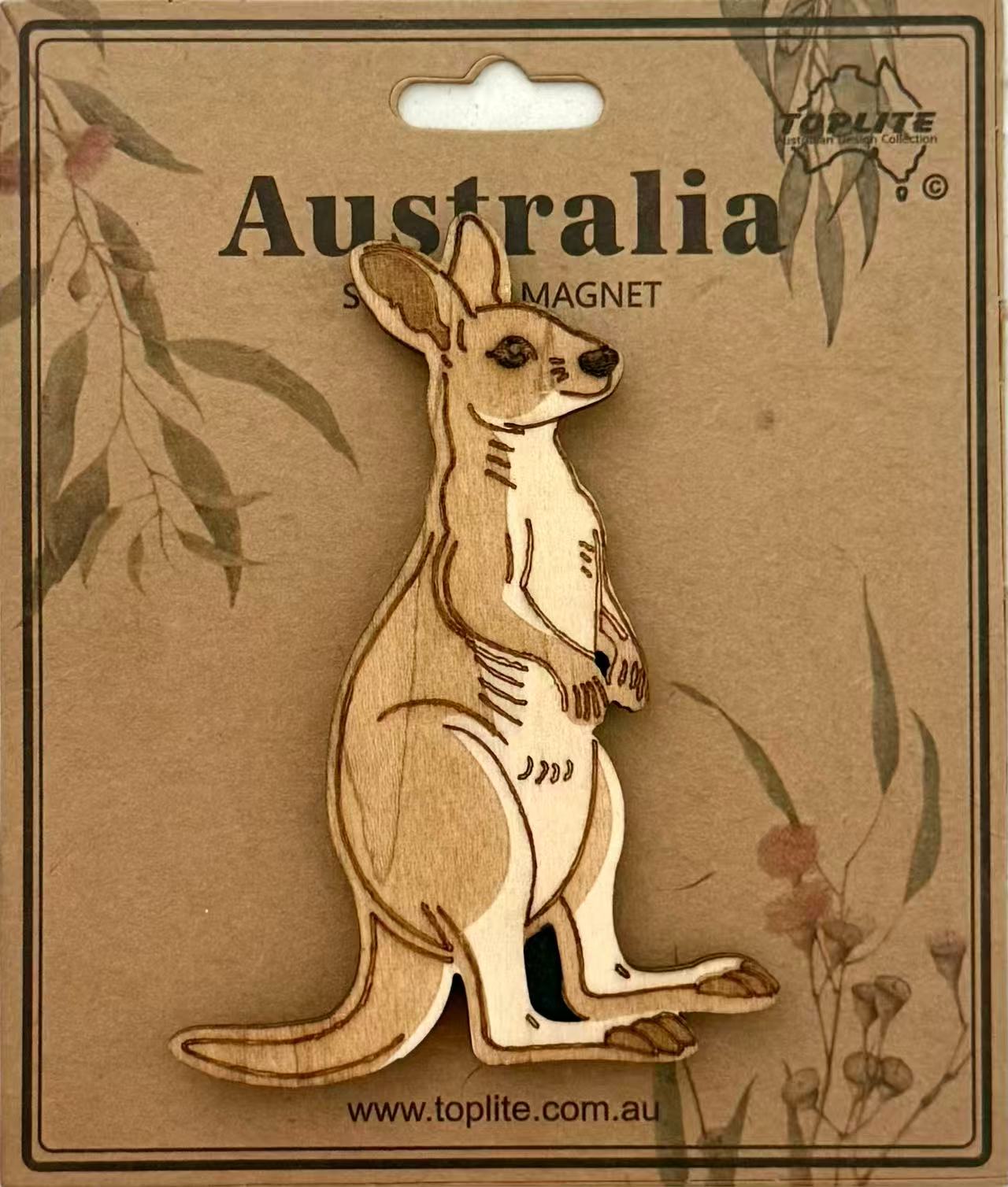 Kangaroo Wooden Fridge Magnet – Australian Souvenir Gift | Engraved Timber Animal Magnet