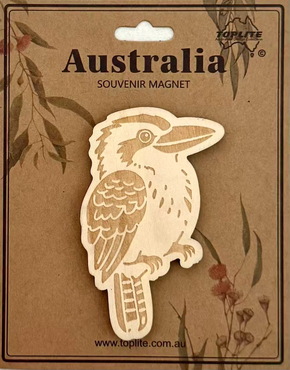 Kookaburra Wooden Fridge Magnet – Australian Souvenir Gift | Engraved Timber Bird Magnet