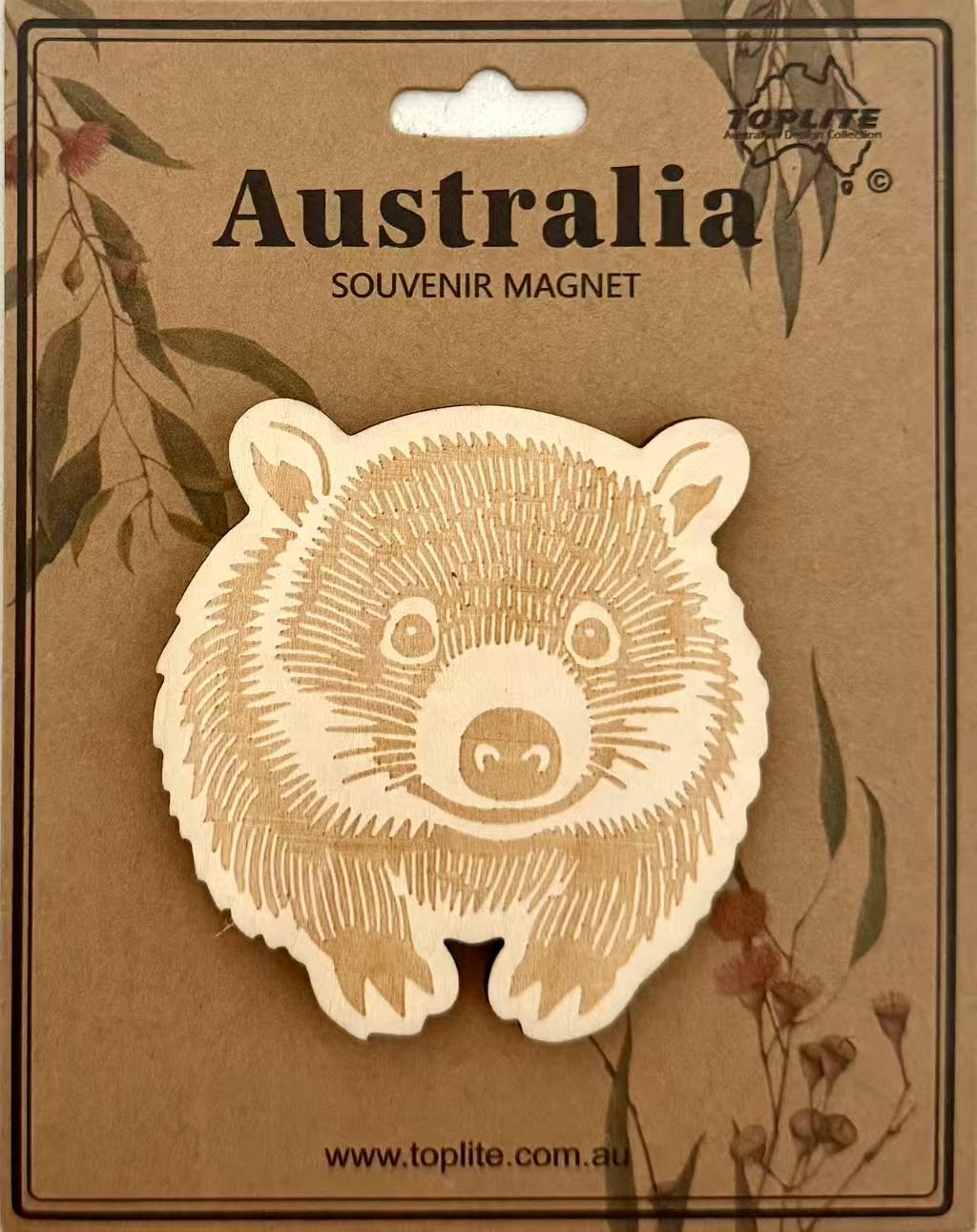 Wombat Wooden Fridge Magnet – Australian Souvenir Gift | Engraved Timber Animal Magnet