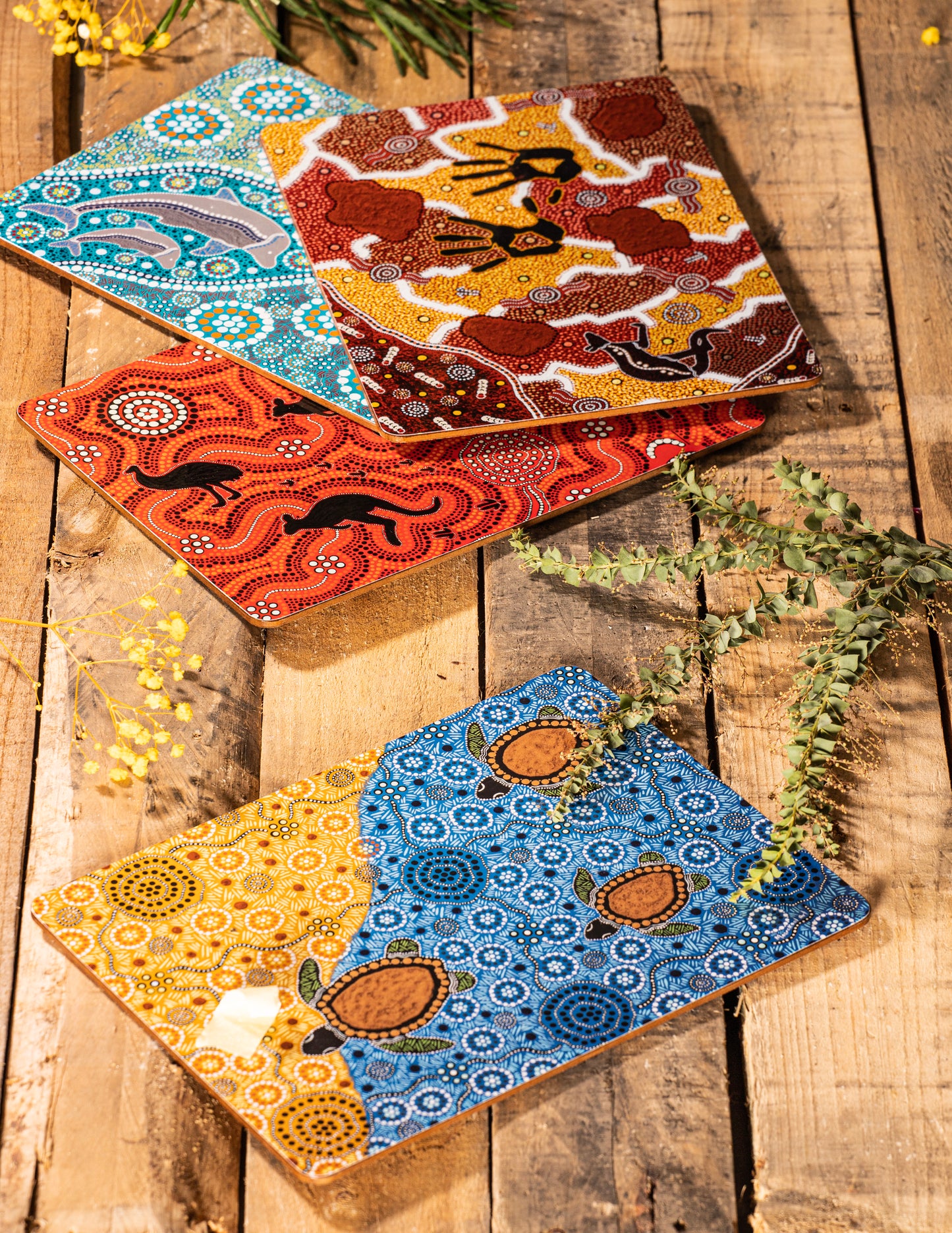 Ashdene Maarakool Art Cork-Backed Placemats | Set of 4 | Aboriginal Dot Art Australian Wildlife Design