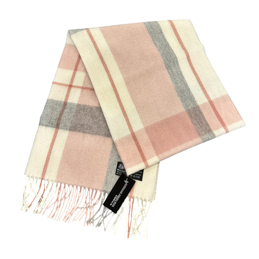 Australian Merino Wool Scarf – Pink & Grey Windowpane Check | Fringe Trim Winter Scarf