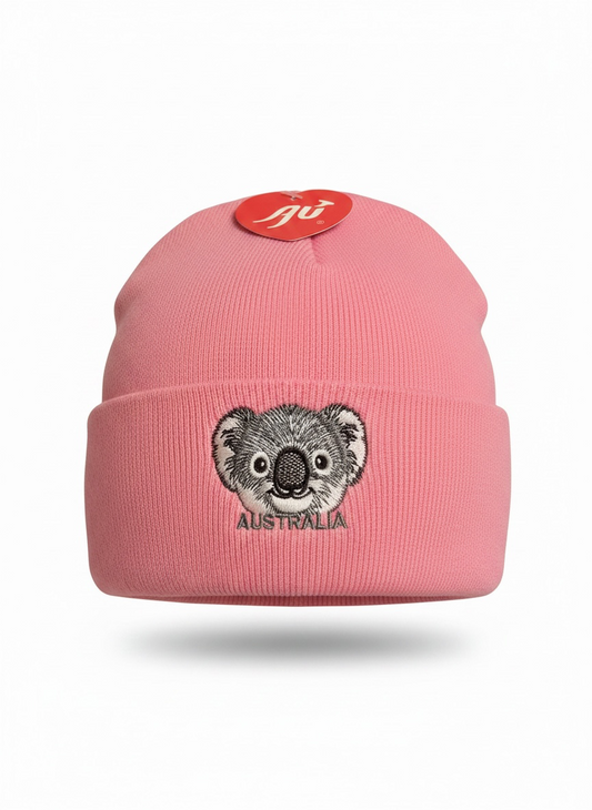 Australia Koala Beanie – Pink Cuffed Knit Souvenir Beanie