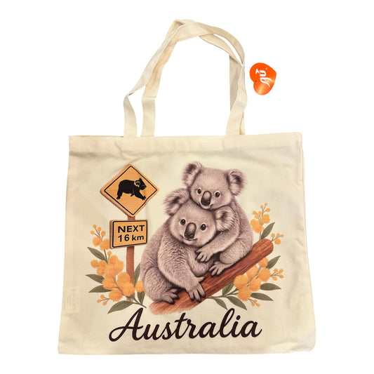 Australia Canvas Tote Bag – Koala & Baby Print, Eco Canvas Bag