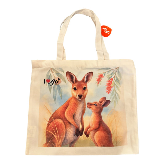 Australia Canvas Tote Bag – Kangaroo Watercolour Art Print, Eco Canvas Bag