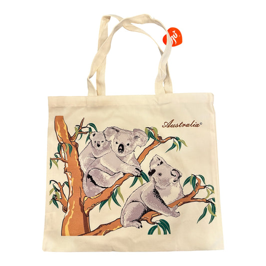 Australia Canvas Tote Bag – Koala Family in Eucalyptus Tree Print, Eco Canvas Bag