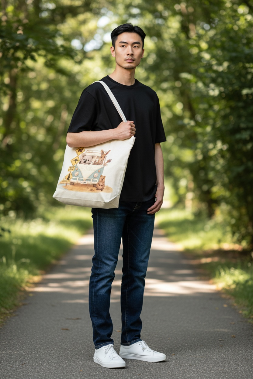 Australia Canvas Tote Bag – Kombi Van Road Trip Print, Eco Canvas Bag