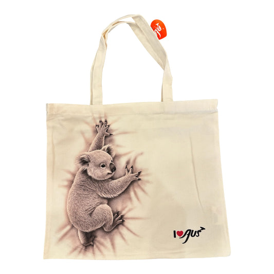 Australia Canvas Tote Bag – Climbing Koala Art Print, Eco Canvas Bag