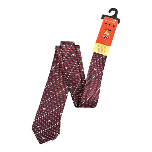 Australian Made Kangaroo Tie – Burgundy Striped Necktie with Kangaroo Tie Pin