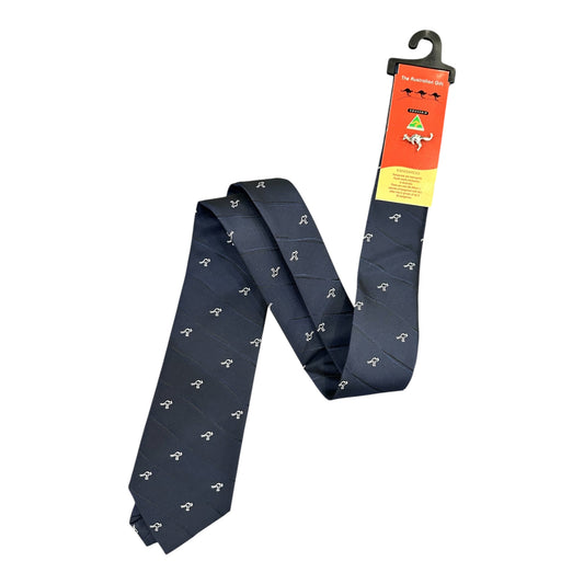 Australian Made Kangaroo Tie – Navy Dotted Kangaroo Necktie with Kangaroo Tie Pin