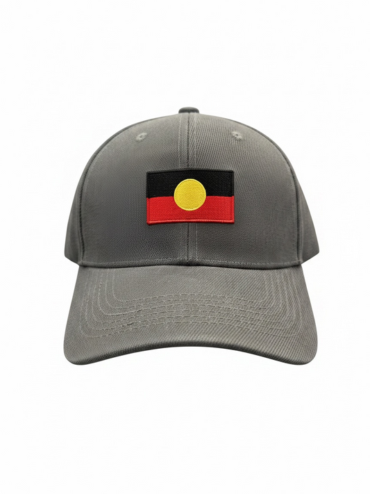 Aboriginal Flag Cap – Grey Embroidered Baseball Cap