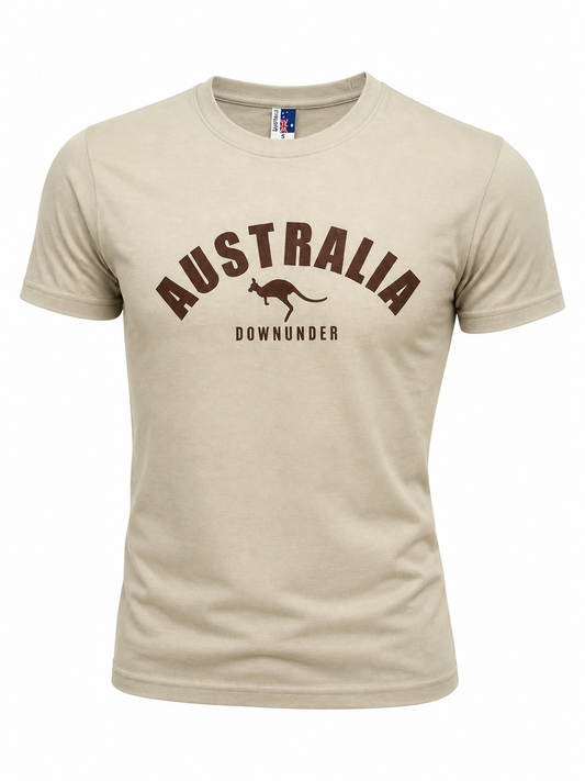 Australia Downunder T-Shirt – Sand Kangaroo Graphic Tee