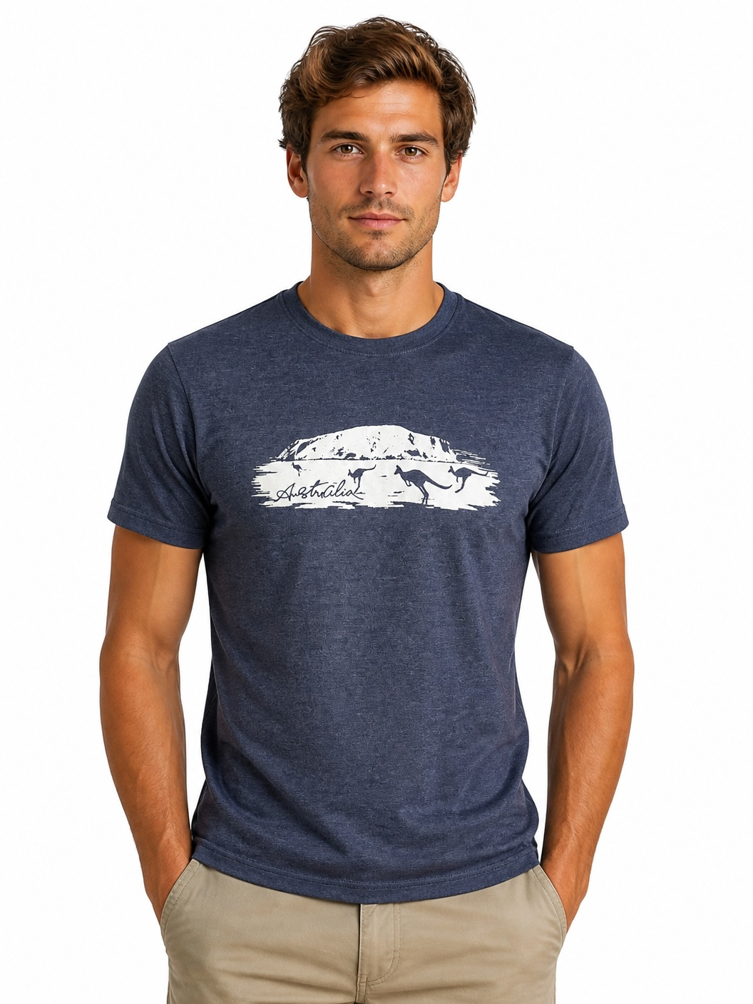 Australia Uluru Kangaroo T-Shirt – Navy Graphic Tee