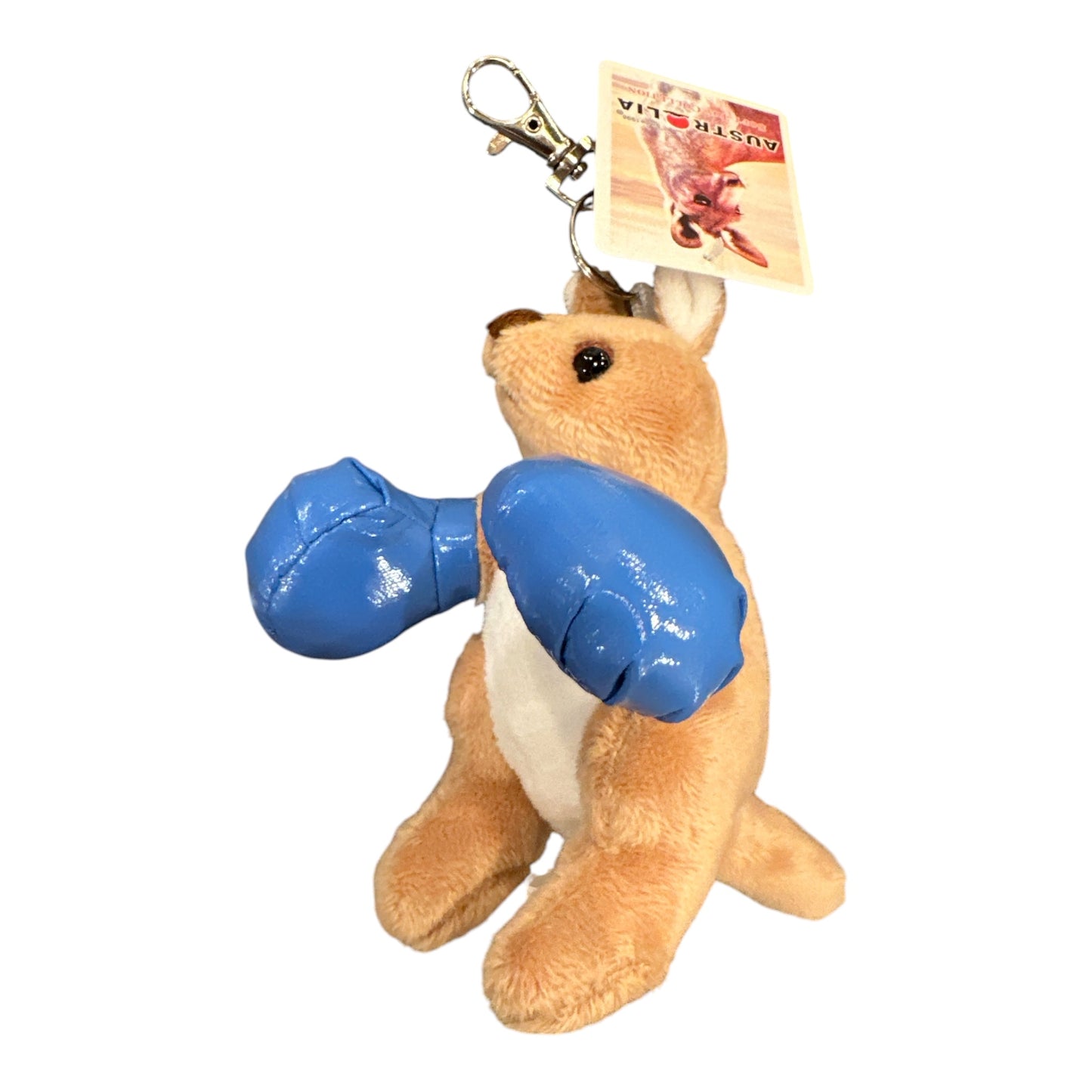 Australia Boxing Kangaroo Plush Keyring – Soft Toy Keychain with Blue Boxing Gloves