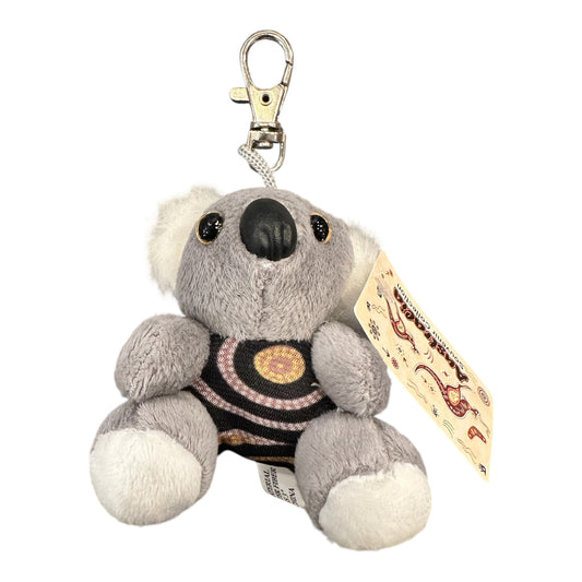 Australia Koala Plush Keyring – Aboriginal Art Print Soft Toy Keychain