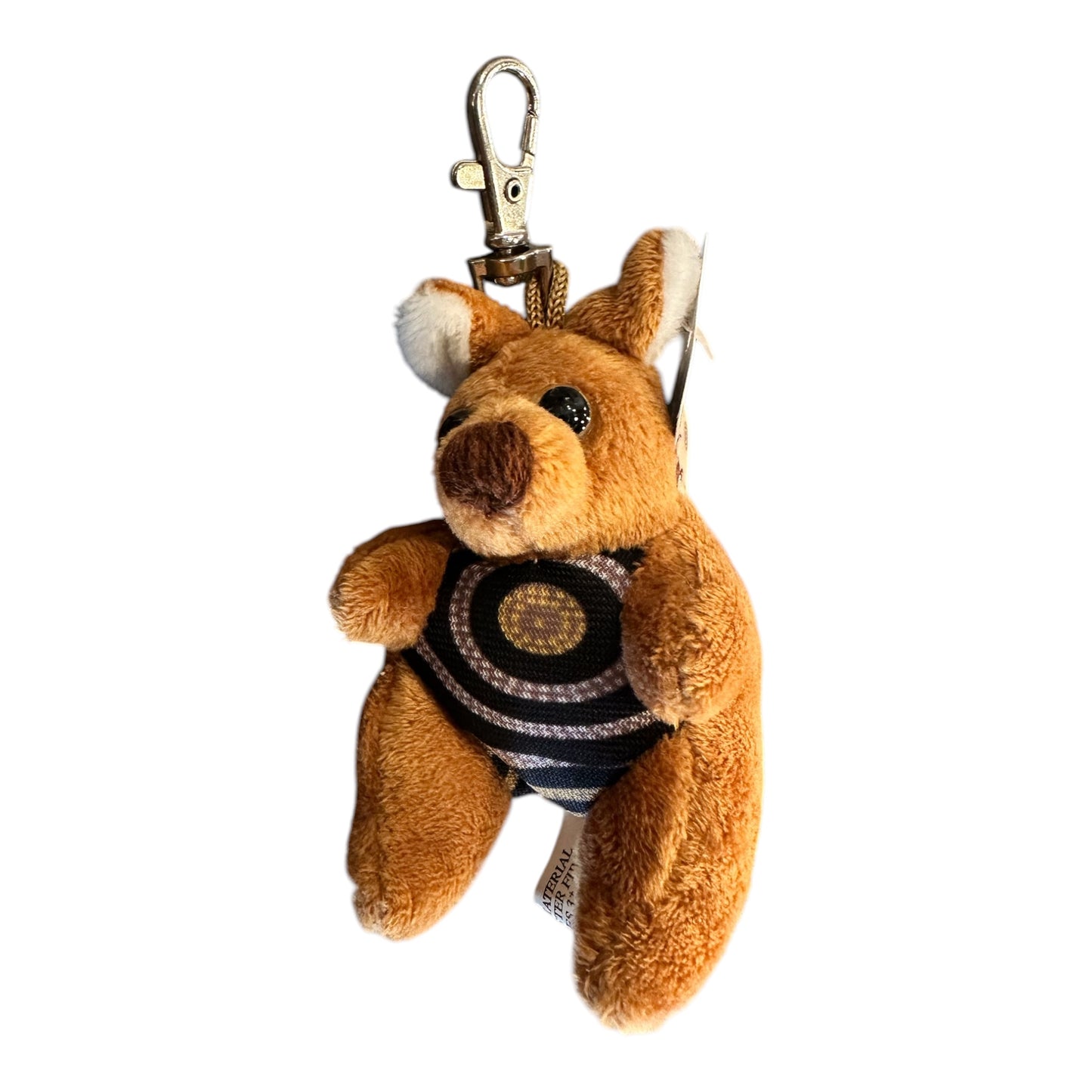 Australia Kangaroo Plush Clip – Aboriginal Art Print Soft Toy Bag Charm
